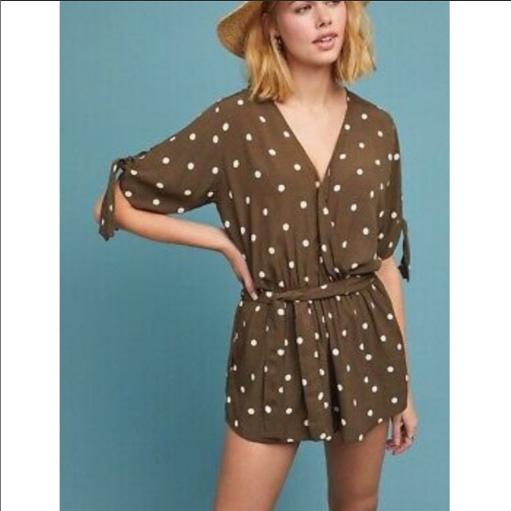 Faithfull the Brand green polka dot romper.